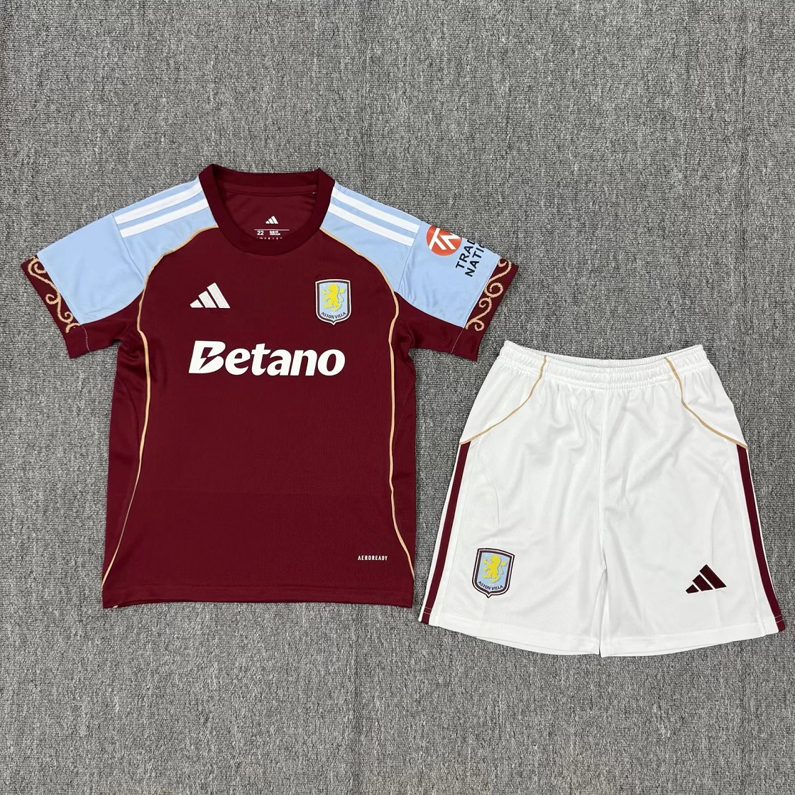 Kids-Aston Villa 25/26 Home Soccer Jersey